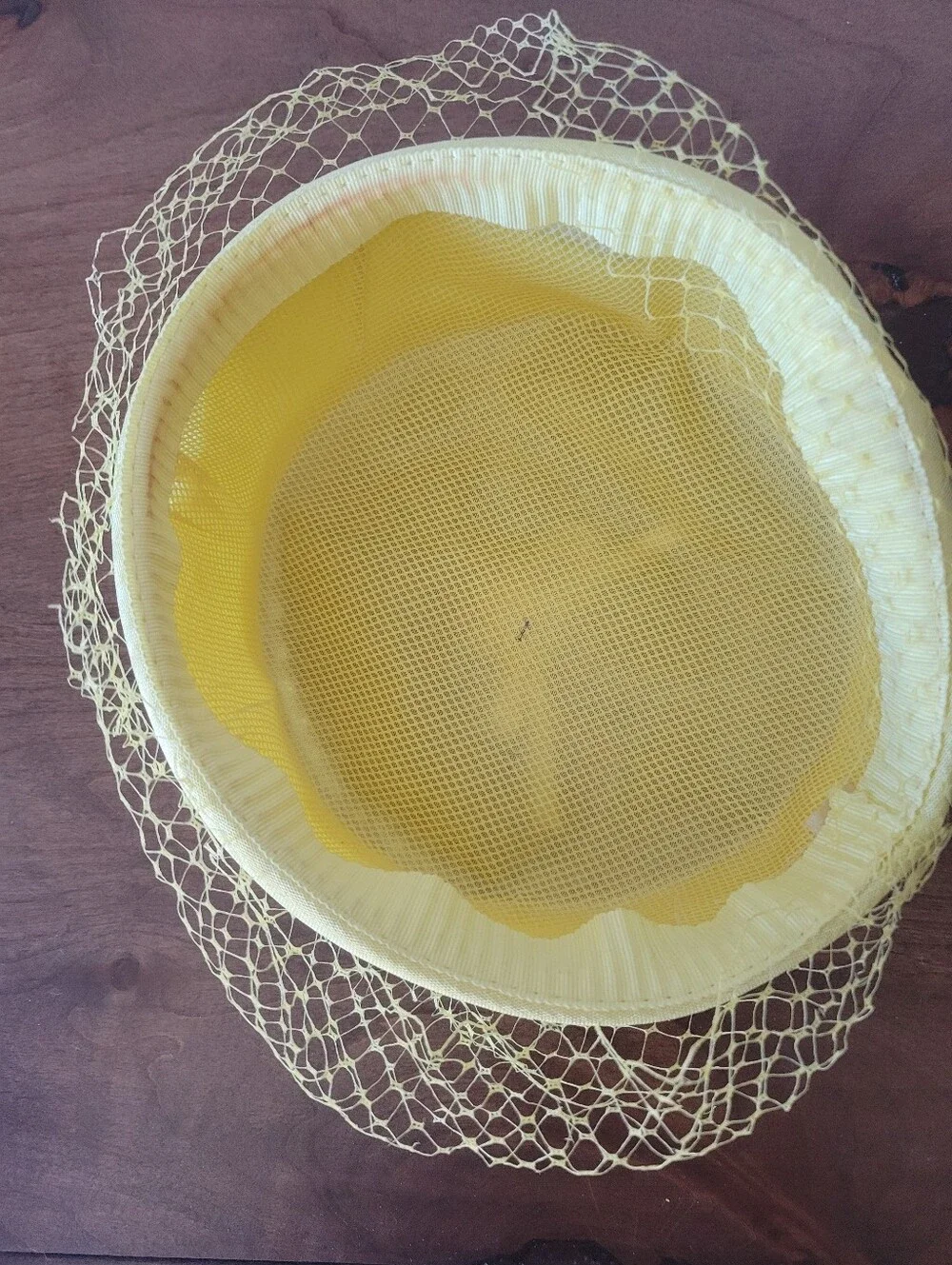 Vintage 1960s Yellow Pillbox Hat with Veil Bow Jackie O Style Mid Century
